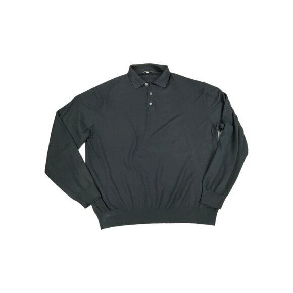 Mitchells Polo Sweater Mens 2XL Black Wool & Cashmere Silk Comfort Long Sleeve - Picture 1 of 9